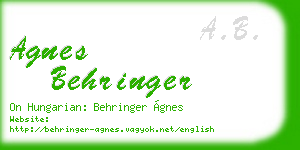 agnes behringer business card